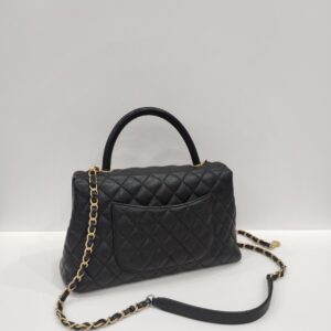 chanel coco handle medium black caviar leather ghw series 25