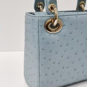 dior mini lady dior ostrich blue lghw