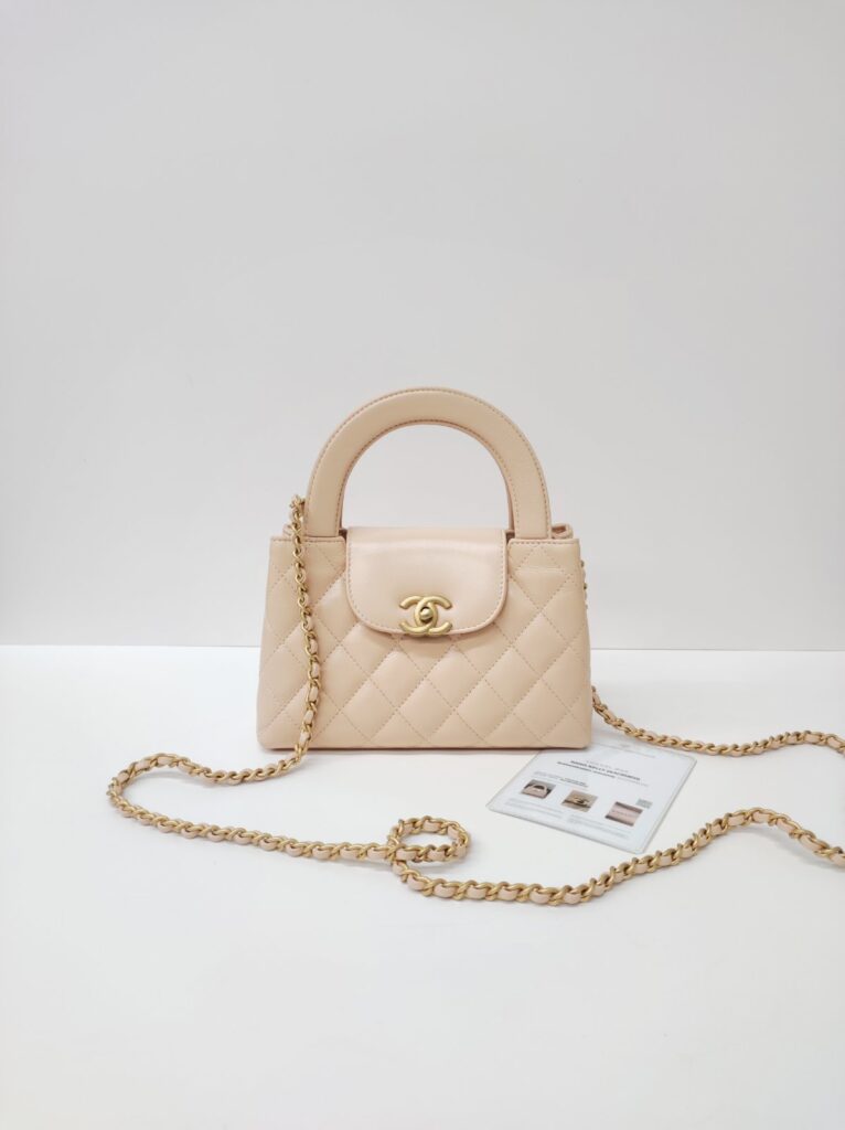 chanel nano kelly beige ghw calfskin microchipped