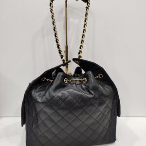 chanel c25 medium black caviar leather ghw
