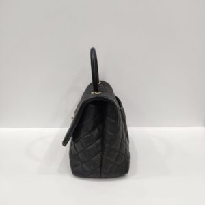 chanel coco handle medium black caviar leather ghw series 25