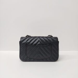 chanel chevron mini rectangle black caviar rhw series 24