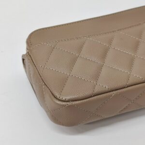 chanel woc dark beige caviar ghw microchipped