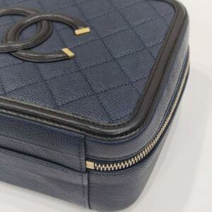 chanel navy blue vanity caviar leather ghw series 23