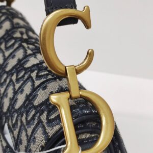 kept unused christian dior mini saddle oblique blue ghw