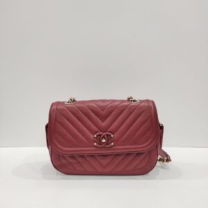 chanel red chevron quilted shoulder bag ghw series 26