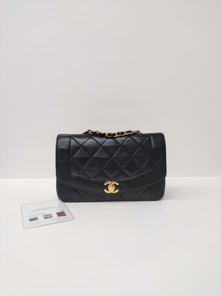chanel vintage diana black ghw series 2