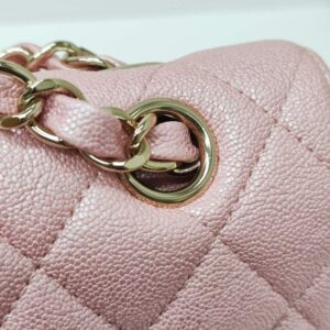 chanel double flap medium iridescent pink caviar ghw series 27