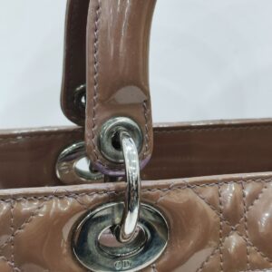 lady dior large patent brown shw