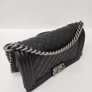 chanel leboy old medium black caviar rhw series 30