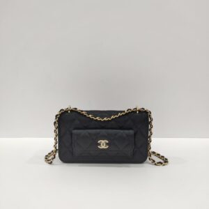 chanel pocket twins woc black caviar leather ghw