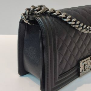chanel leboy old medium black caviar rhw series 30