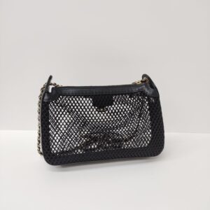 chanel mesh clutch with chain microchipped lambskin black ghw