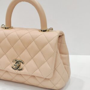 chanel coco handle mini nude caviar leather ghw series 31
