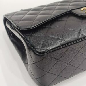 chanel double flap jumbo caviar leather black ghw series 18