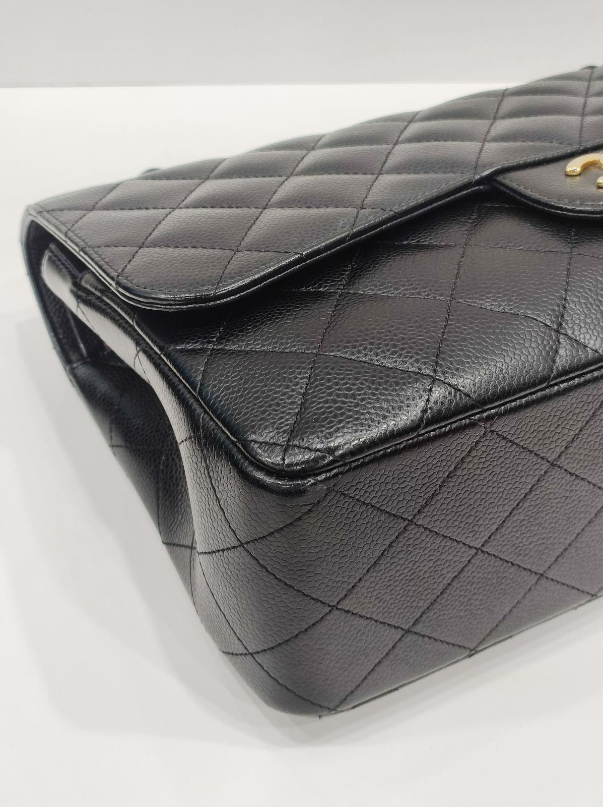 chanel double flap jumbo caviar leather black ghw series 18 chanel double flap jumbo caviar leather black ghw series 18