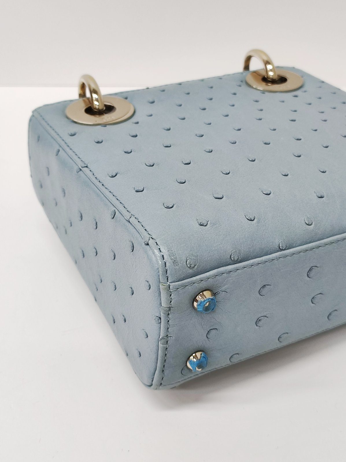 dior mini lady dior ostrich blue lghw dior mini lady dior ostrich blue lghw