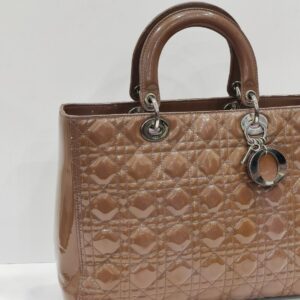lady dior large patent brown shw