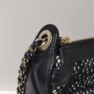 chanel mesh clutch with chain microchipped lambskin black ghw