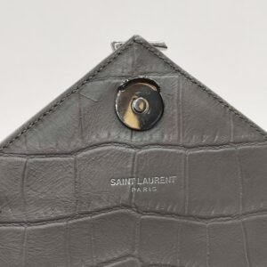 ysl college medium grey embossed croc