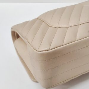 chanel medium double flap chevron caviar beige lghw series 31