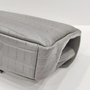 ysl college medium grey embossed croc