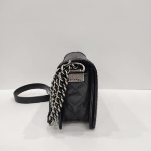 chanel leboy old medium black calfskin leather rhw series 19