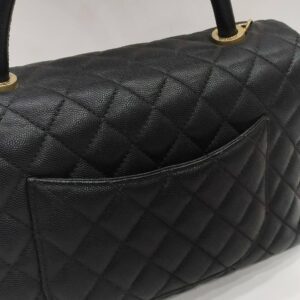 chanel coco handle medium black caviar leather ghw series 25