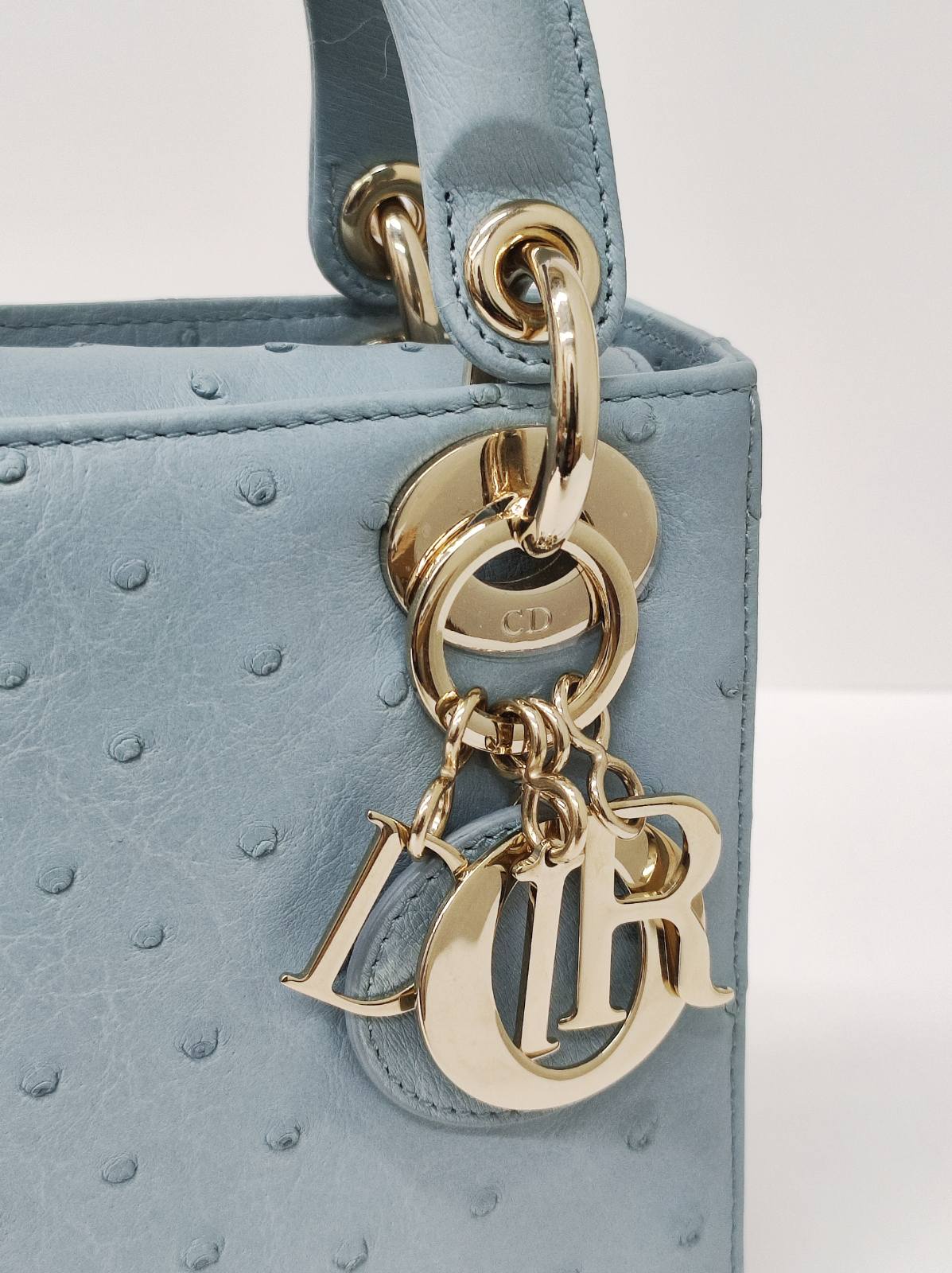 dior mini lady dior ostrich blue lghw dior mini lady dior ostrich blue lghw