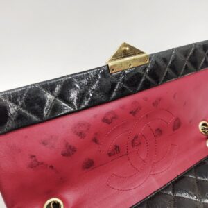 chanel black patent flap vintage bag ghw series 21