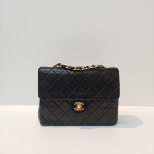 chanel vintage square flap black lambskin 24k ghw series 1