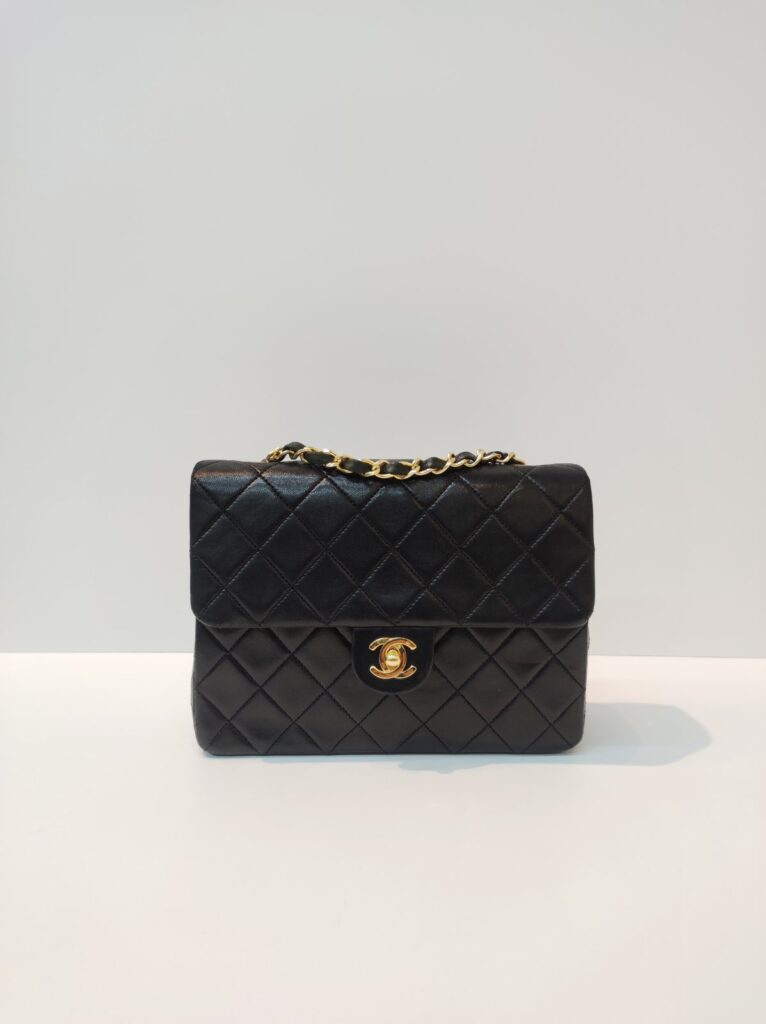 chanel vintage square flap black lambskin 24k ghw series 1