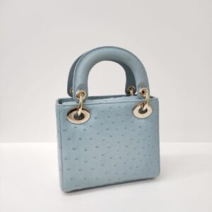 dior mini lady dior ostrich blue lghw