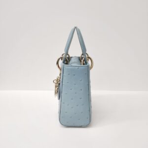 dior mini lady dior ostrich blue lghw