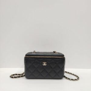 chanel black vanity long box caviar leather ghw series 31