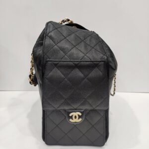 chanel c25 medium black caviar leather ghw