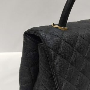 chanel coco handle medium black caviar leather ghw series 25