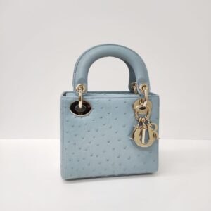 dior mini lady dior ostrich blue lghw