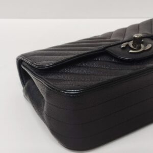 chanel chevron mini rectangle black caviar rhw series 24