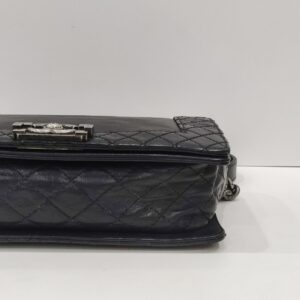 chanel leboy old medium black calfskin leather rhw series 19