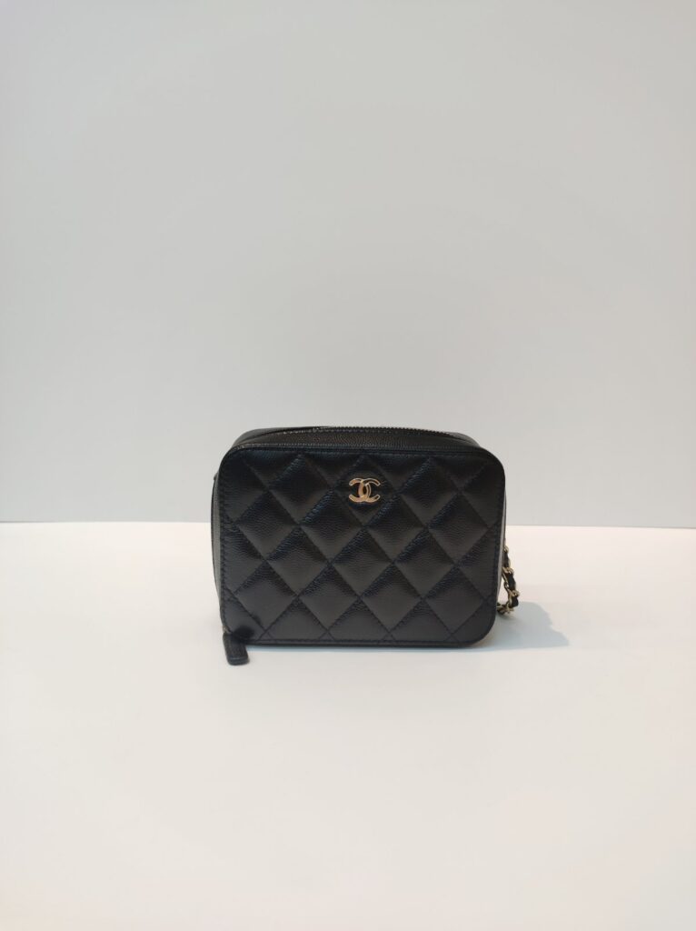 chanel camera bag caviar black ghw microchipped