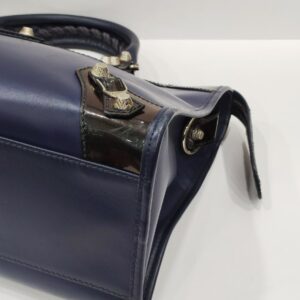 balenciaga city motorcyle dark blue/black glossy leather