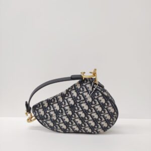 kept unused christian dior mini saddle oblique blue ghw
