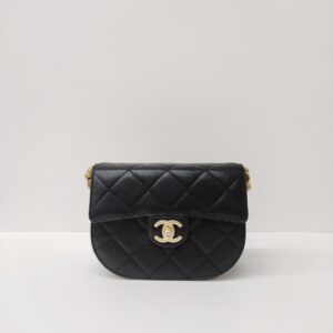kept unused chanel caviar quilted moon bag black ghw microchipped