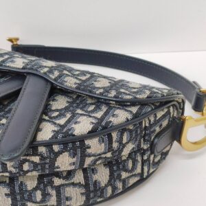 kept unused christian dior mini saddle oblique blue ghw