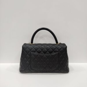 chanel coco handle medium black caviar leather ghw series 25