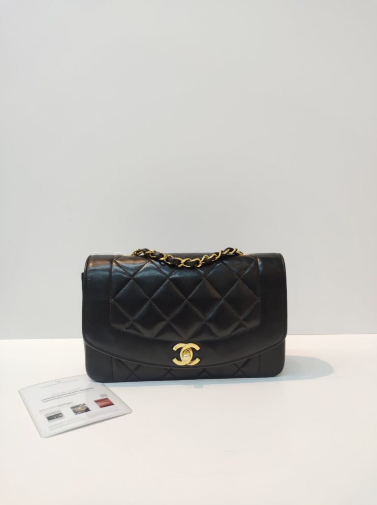chanel vintage diana black ghw series 2
