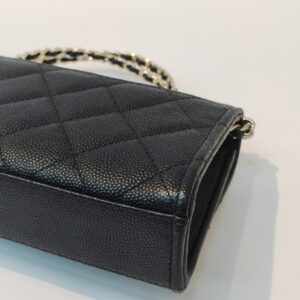 chanel kelly woc top handle microchipped black caviar ghw
