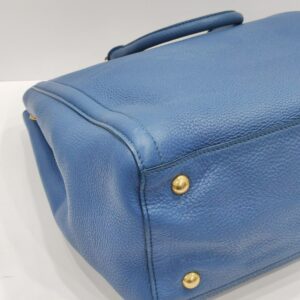 prada vitello diano leather blue tote bag