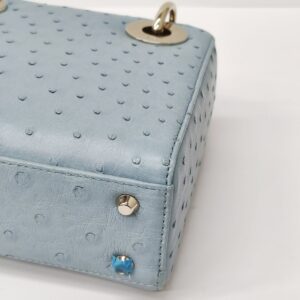 dior mini lady dior ostrich blue lghw